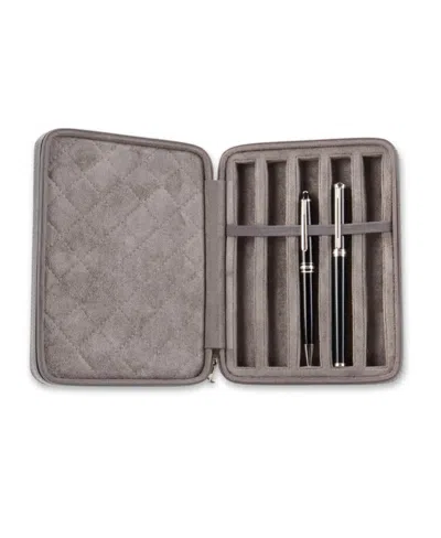 Bey-berk Genuine Leather Five Pen Storage Case In Gray