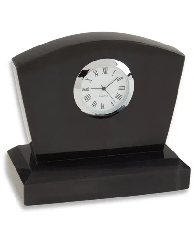 Bey-berk Genuine Marble Desk Clock In Black