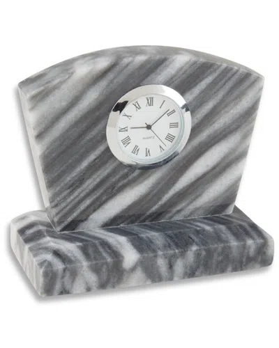 Bey-berk Genuine Marble Desk Clock In Grey