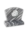 Bey-berk Genuine Marble Desk Clock With Chrome Accents In Grey