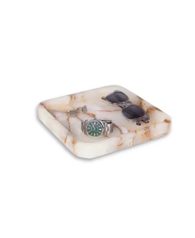 Bey-berk Genuine Onyx Marble Catch-all Tray In Beige