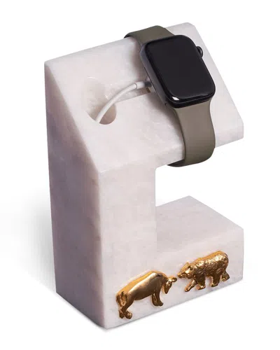 Bey-berk Hand Crafted Genuine Marble Iwatch Charging Stand. In White