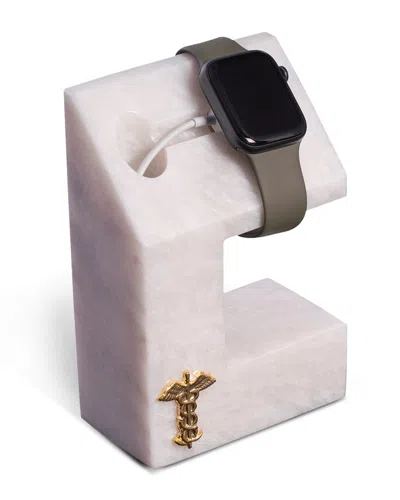 Bey-berk Hand Crafted Genuine Marble Iwatch Charging Stand. In White