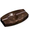 Bey-berk Handcrafted Genuine Marble 2-cigar Ashtray In Amber Emperador Marble In Brown