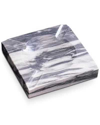 Bey-berk Handcrafted Genuine Marble 4-cigar Ashtray In Gray