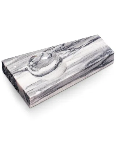 Bey-berk Handcrafted Genuine Marble Single Cigar Ashtray In Carrera Gray Marble