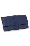 Bey-berk Hayley Faux Leather Jewelry Clutch In Blue