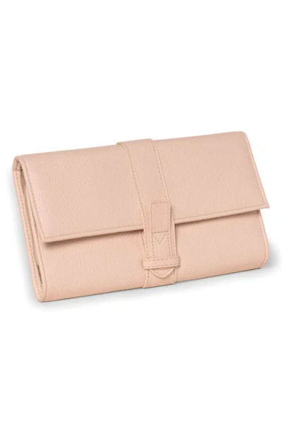 Bey-berk Hayley Faux Leather Jewelry Clutch In Blush Cream