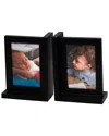 Bey-berk Kennedy Solid Wood Black Picture Frame Book End