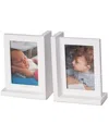Bey-berk Kennedy Solid Wood White Picture Frame Book Ends