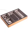 Bey-berk Lace Burl Wood Open Valet With Soft Velour Lining