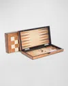 BEY-BERK LACQUER-FINISHED TRAVEL GAME SET, BROWN