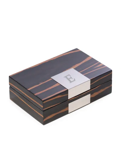 Bey-berk Lacquered "african Ebony" Burl Wood Valet Box In White