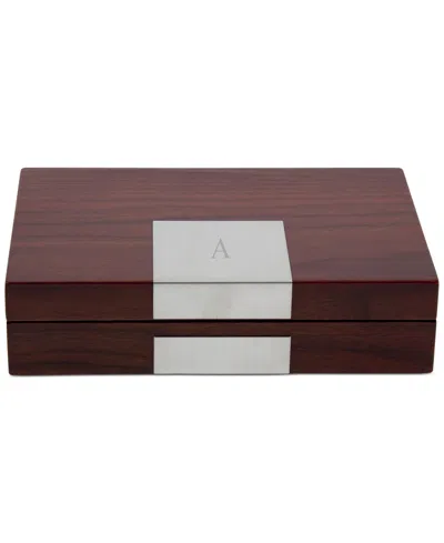 Bey-berk Lacquered "natural Walnut" Wood Valet Box In White