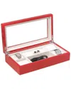 Bey-berk Lacquered Red Wood Valet / Jewelry Box