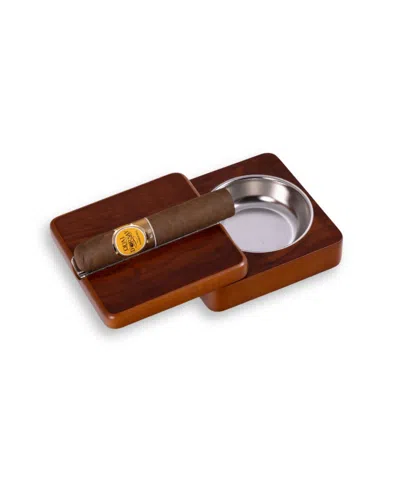 Bey-berk Lacquered "rosewood" Swivel Cigar Ashtray In Red