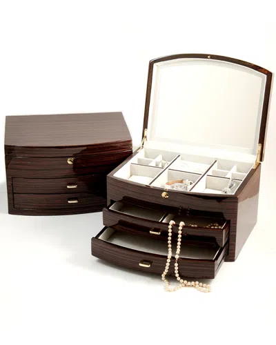 Bey-berk Laquered Wood Jewelry Box In Brown