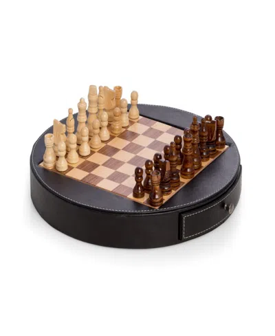 Bey-berk Leather Chess Set In Black