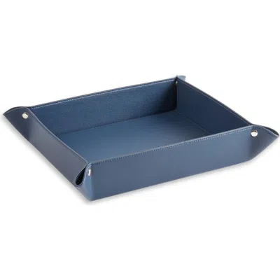 Bey-berk Leather Coffee Table Catchall In Blue