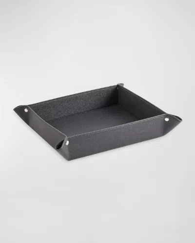 Bey-berk Leather Coffee Table Tray In Black