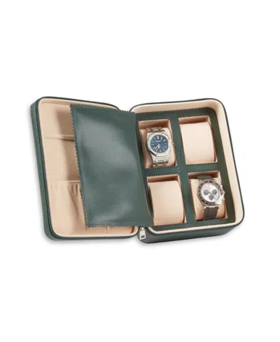 Bey-berk Leather Four Watch And Accessory Case In Green