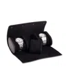 Bey-berk Leather Three Watch Roll With Inidividual Snap Compartments In Black