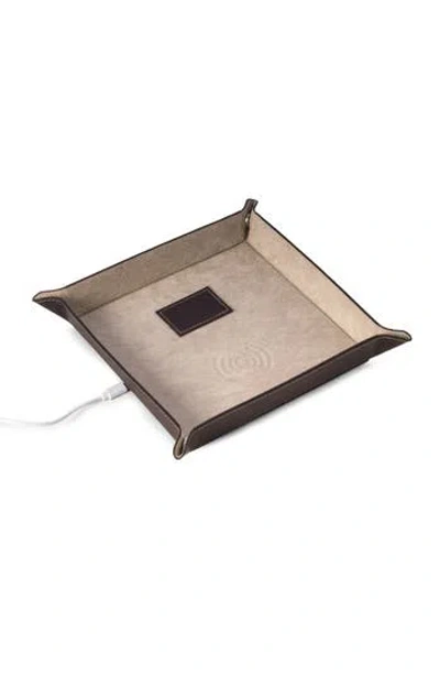 Bey-berk Leather Valet Catchall Charging Station In Brown