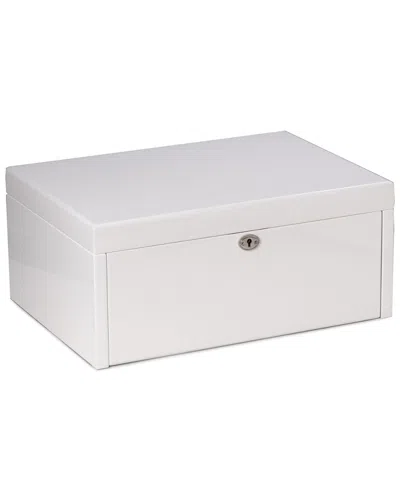 Bey-berk Leighton White Lacquer Jewelry Chest