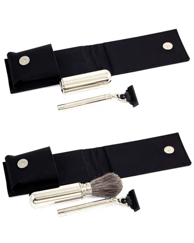 Bey-berk Mach 3 Razor & Travel Badger Brush In Black