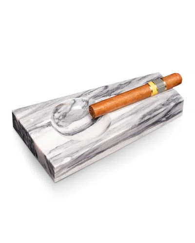 Bey-berk Marble Single-cigar Ashtray In Gray