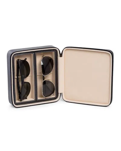 Bey-berk Men's 2-watch/sunglass Leather Travel Case In Black