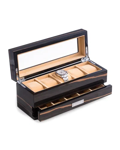 Bey-berk Men's 5-watch Lacquered Wood Storage Box In Brown