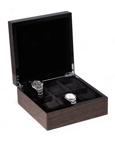 Bey-berk Men's High Lacquered Italian Veneer 6-watch Storage Box In Grey