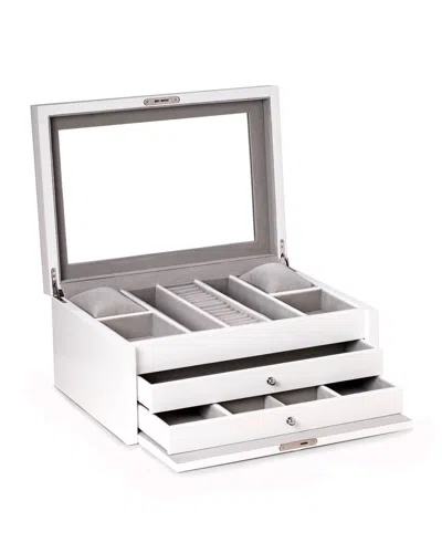 Bey-berk Men's Lacquered Multi-compartment Jewelry Case In White