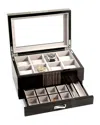 Bey-berk Men's Lacquered Wenge Wood 8-watch Storage Box W/ Drawer In Grey