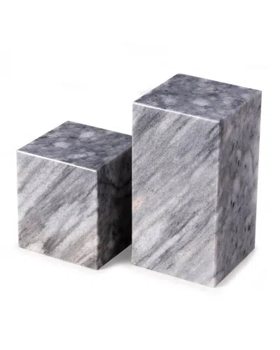 Bey-berk Men's Marble Cube Design Bookends In Gray