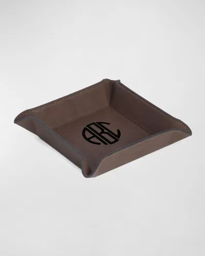 Bey-berk Men's Personalized Vegan Leather Valet Tray In Brown