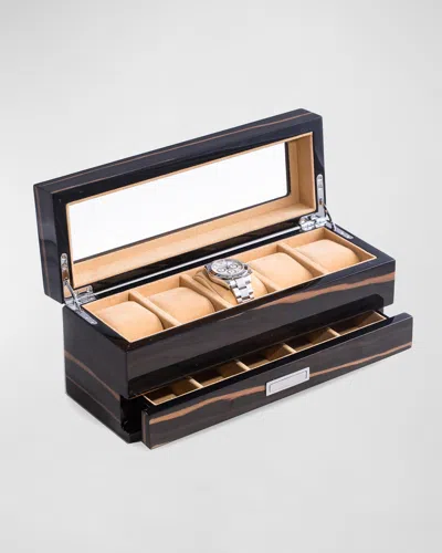 Bey-berk Men's Personalized Wooden Watch %26 Accessory Storage Case In Ebony