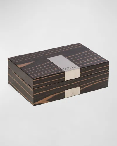 Bey-berk Men's Personalized Wooden Watch Accessory Storage Case In Ebony