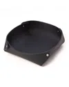 Bey-berk Men's Round Leather Valet Tray In Black