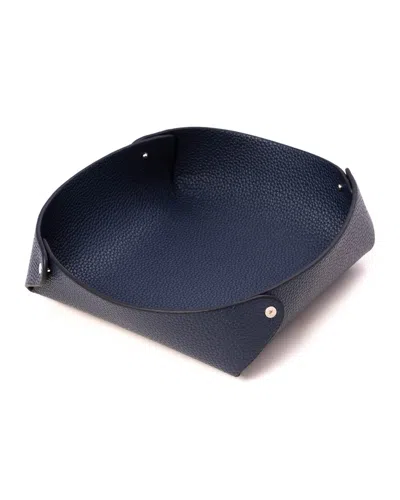 Bey-berk Men's Round Leather Valet Tray In Blue