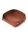 Bey-berk Men's Round Leather Valet Tray In Brown