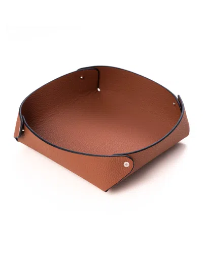 Bey-berk Men's Round Leather Valet Tray In Brown