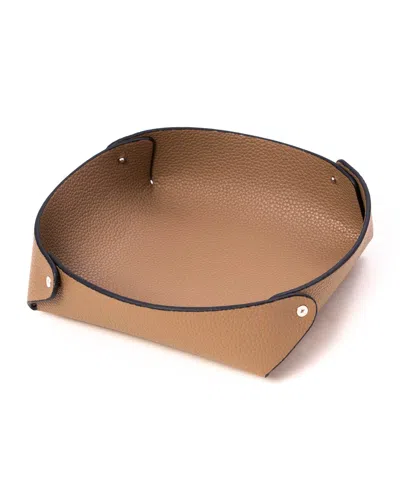 Bey-berk Men's Round Leather Valet Tray In Brown