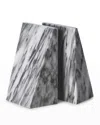 Bey-berk Men's Solid Marble Wedge Bookends In Gray