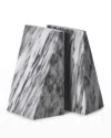 Bey-berk Men's Solid Marble Wedge Bookends In Grey