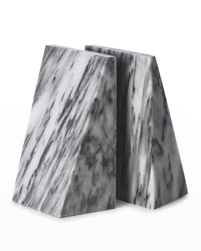 Bey-berk Men's Solid Marble Wedge Bookends In Gray