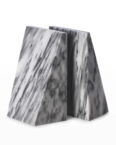 Bey-berk Men's Solid Marble Wedge Bookends In Grey