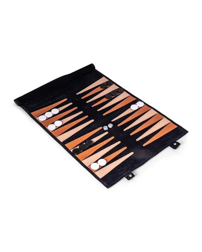 Bey-berk Men's Suede Roll-up Backgammon Travel Set In Multi