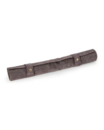 Bey-berk Men's Suede Roll-up Backgammon Travel Set In Grey